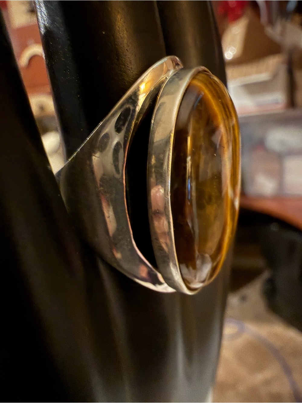 Sterling Silver Tiger Eye Modernist Ring Size 925 New